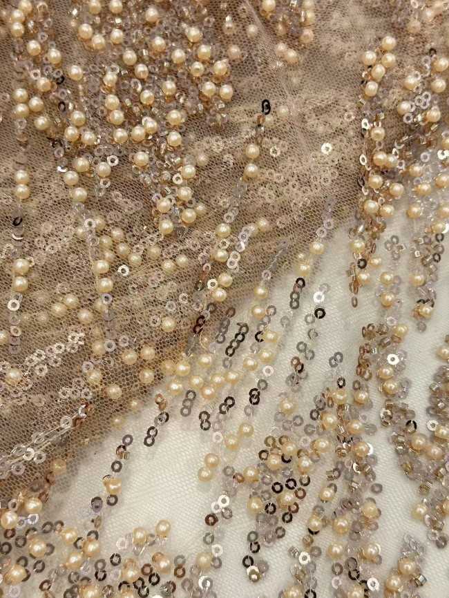 5 Yards Multi-Color Sequined Beaded Embroidered Lace Material Fabric HN034