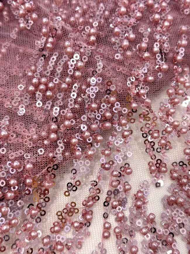 5 Yards Multi-Color Sequined Beaded Embroidered Lace Material Fabric HN034