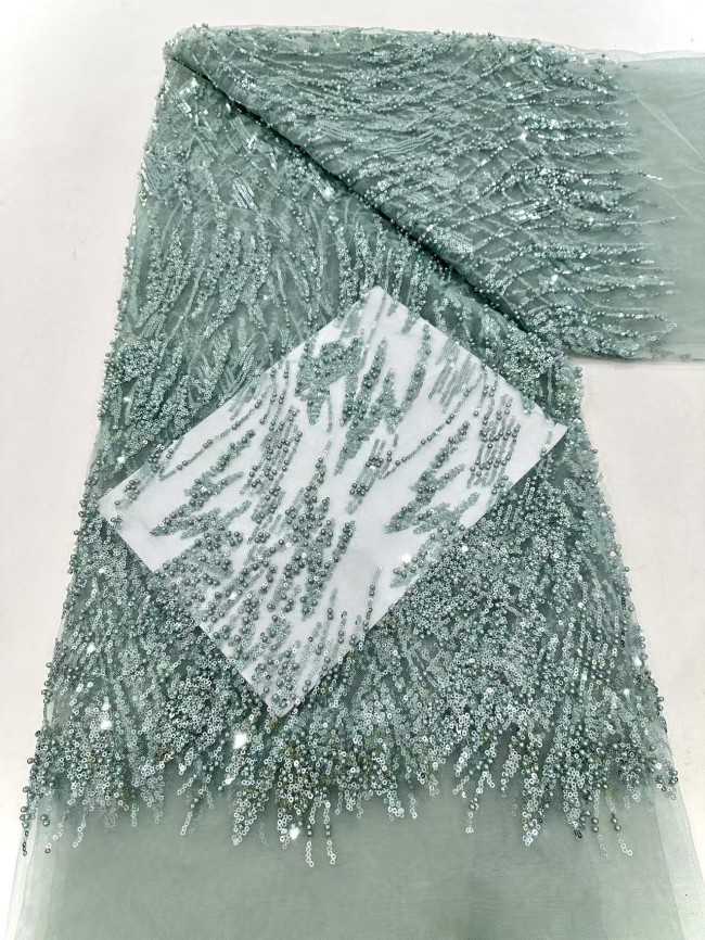 5 Yards Beaded Lace Material Fabric HN034