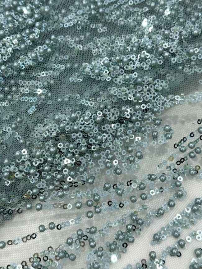 5 Yards Multi-Color Sequined Beaded Embroidered Lace Material Fabric HN034