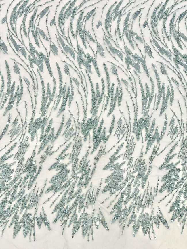 5 Yards Multi-Color Sequined Beaded Embroidered Lace Material Fabric HN034