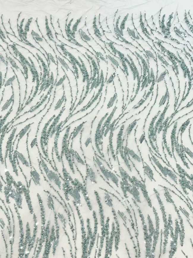 5 Yards Multi-Color Sequined Beaded Embroidered Lace Material Fabric HN034