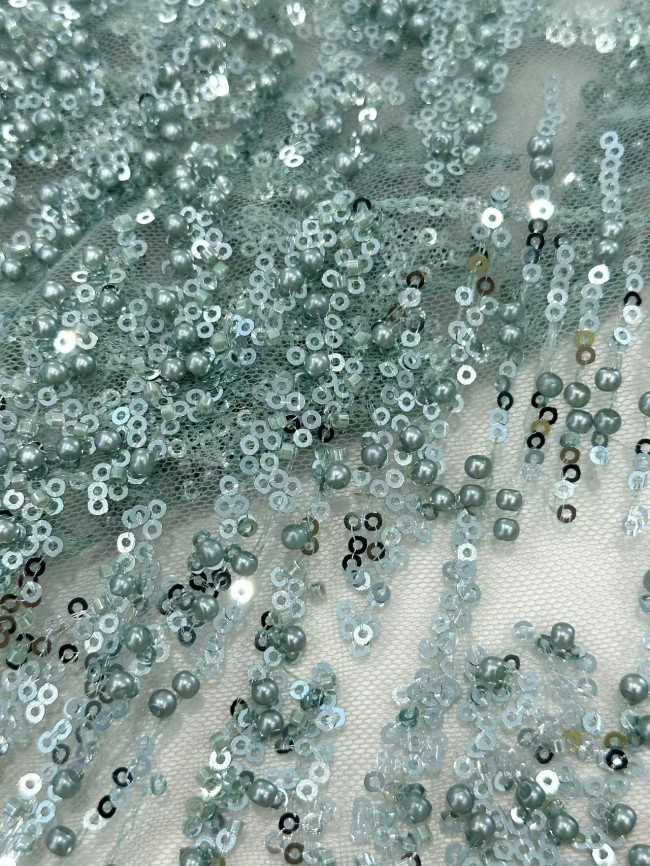 5 Yards Multi-Color Sequined Beaded Embroidered Lace Material Fabric HN034