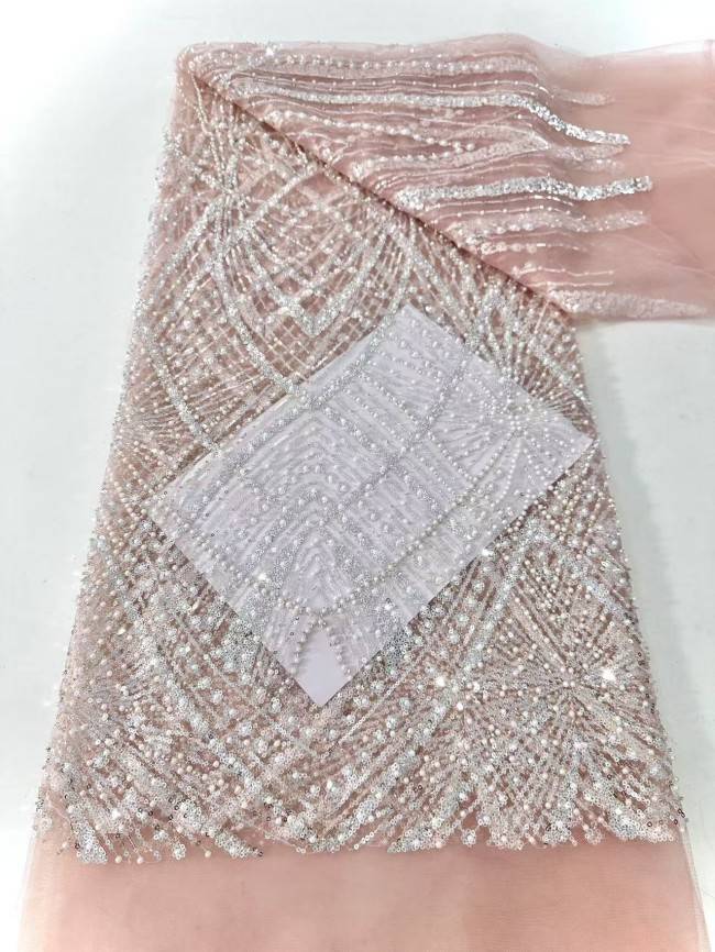 5 Yards Multi-Color Sequined Beaded Embroidered Lace Material Fabric HN045