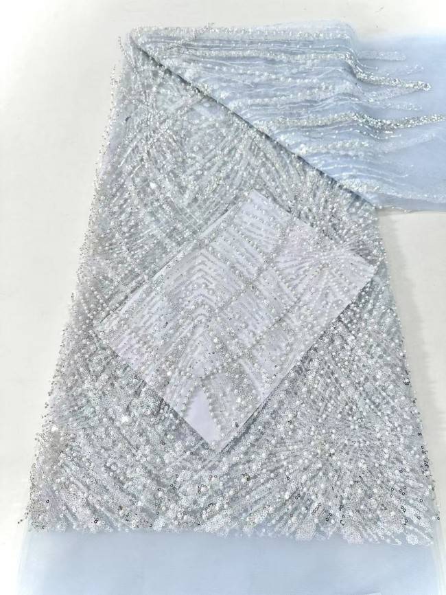 5 Yards Multi-Color Sequined Beaded Embroidered Lace Material Fabric HN045