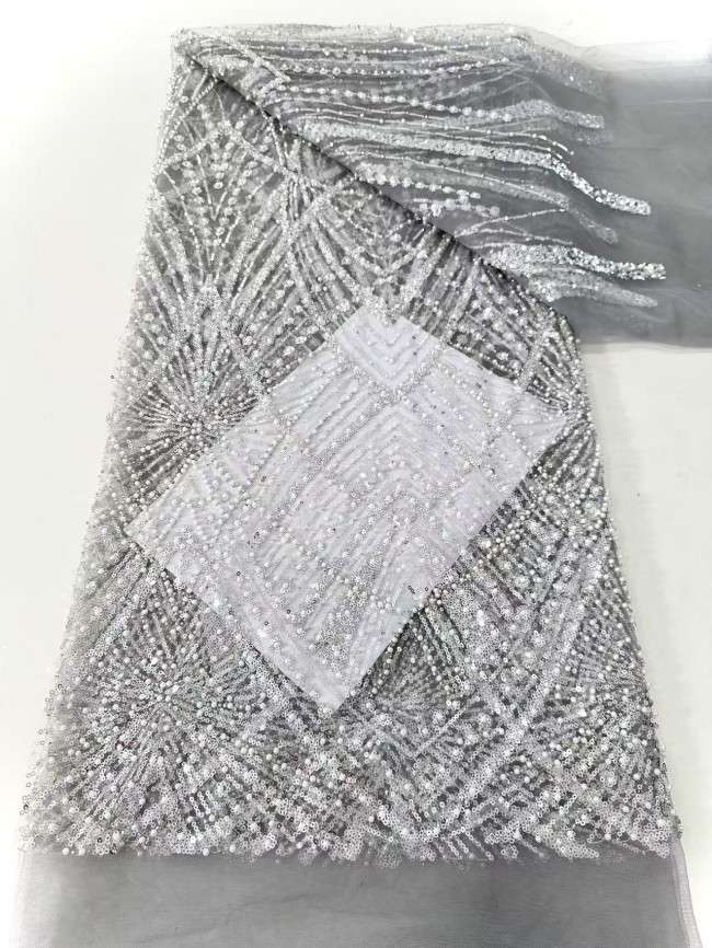 5 Yards Multi-Color Sequined Beaded Embroidered Lace Material Fabric HN045