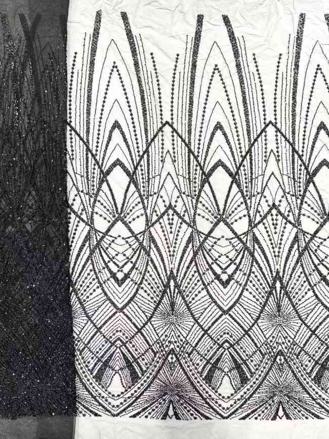 5 Yards Multi-Color Sequined Beaded Embroidered Lace Material Fabric HN045
