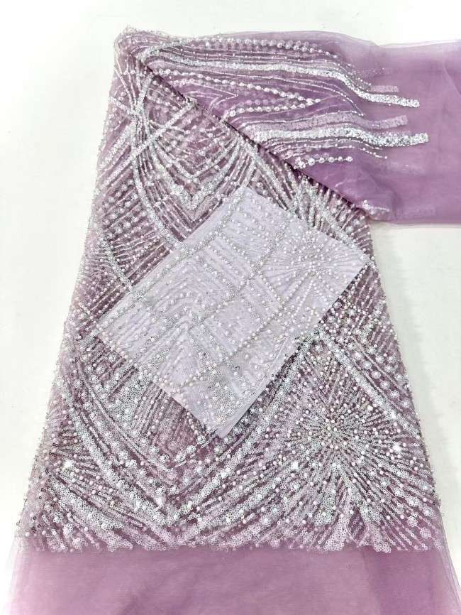 5 Yards Multi-Color Sequined Beaded Embroidered Lace Material Fabric HN045