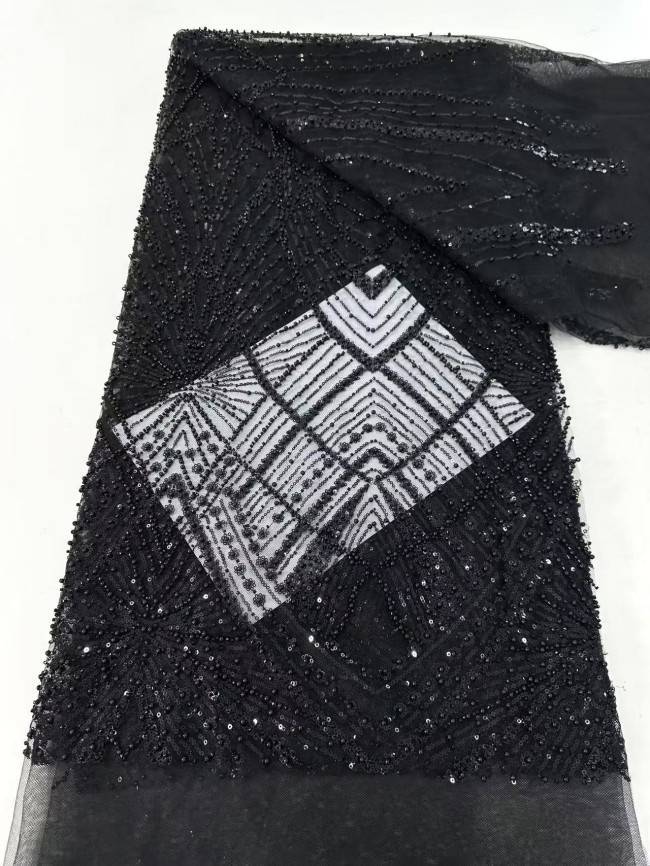 5 Yards Multi-Color Sequined Beaded Embroidered Lace Material Fabric HN045