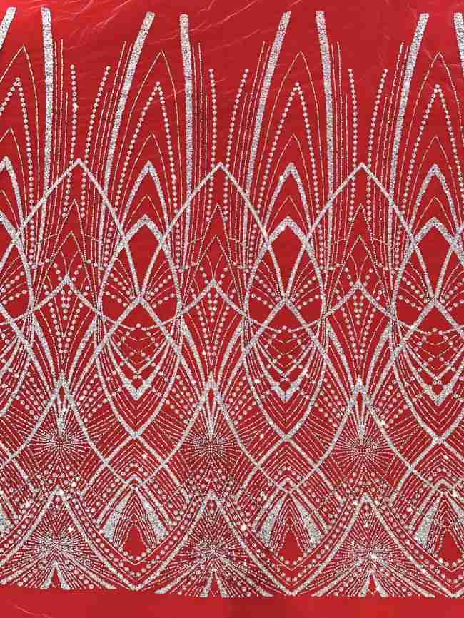 5 Yards Multi-Color Sequined Beaded Embroidered Lace Material Fabric HN045