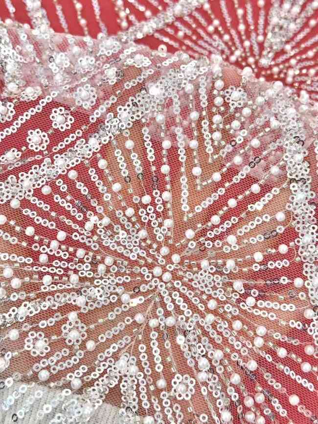 5 Yards Beaded Lace Material Fabric