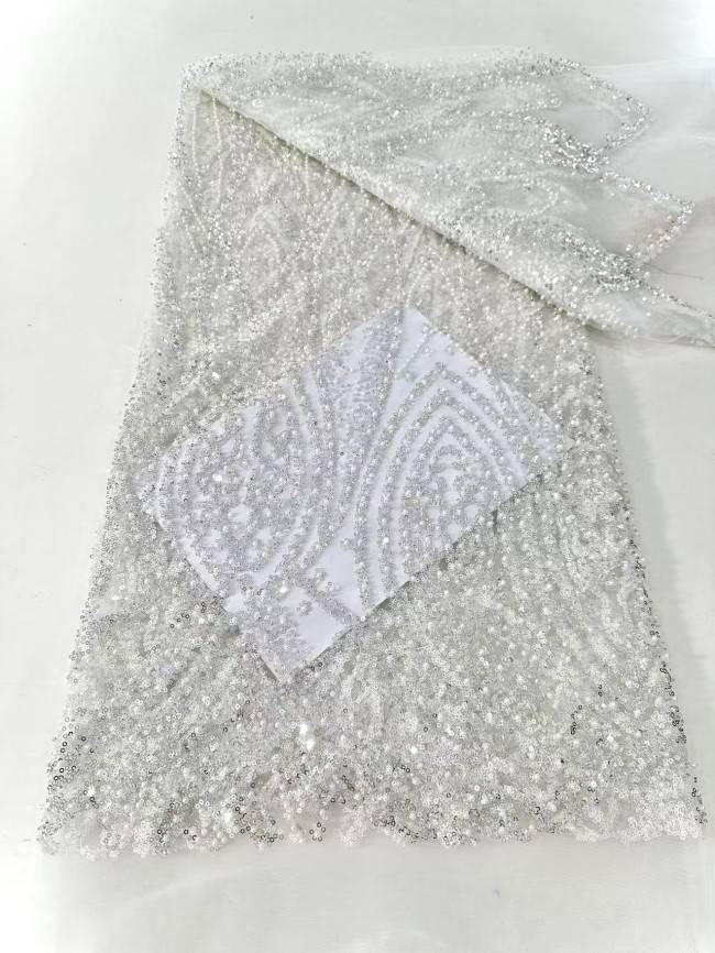 5 Yards Multi-Color Sequined Beaded Embroidered Lace Material Fabric HN047