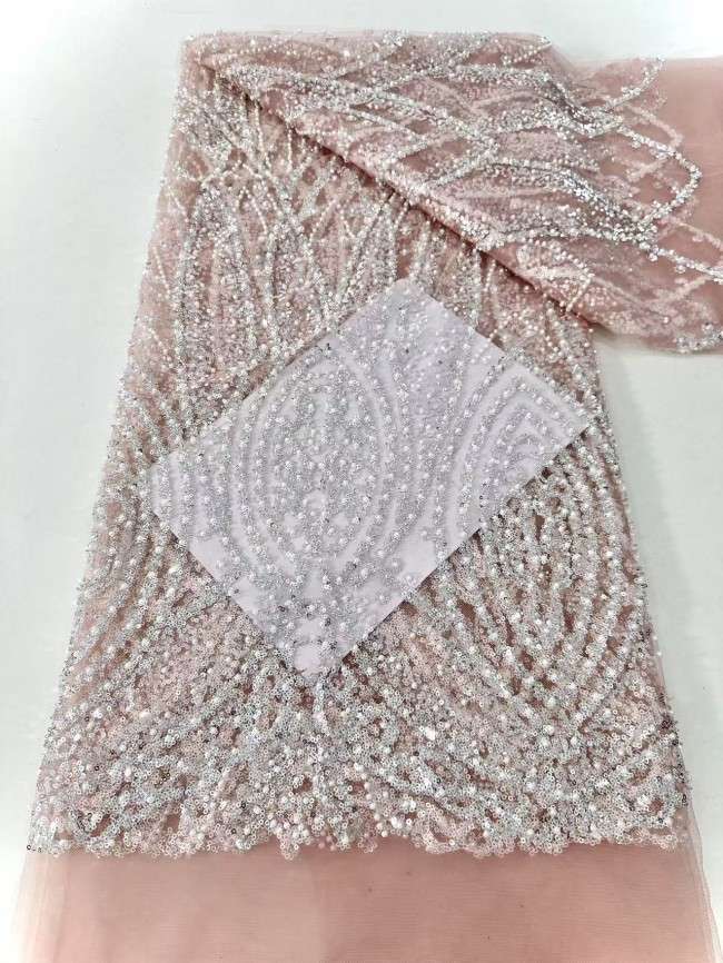 5 Yards Multi-Color Sequined Beaded Embroidered Lace Material Fabric HN047