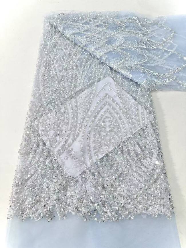 5 Yards Beaded Lace Material Fabric