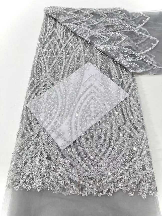 5 Yards Multi-Color Sequined Beaded Embroidered Lace Material Fabric HN047