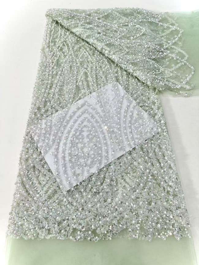 5 Yards Multi-Color Sequined Beaded Embroidered Lace Material Fabric HN047