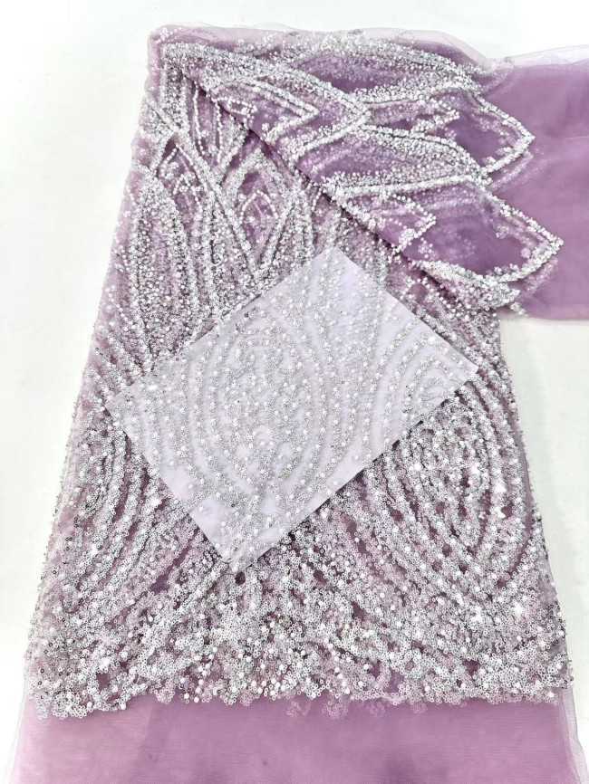 5 Yards Multi-Color Sequined Beaded Embroidered Lace Material Fabric HN047