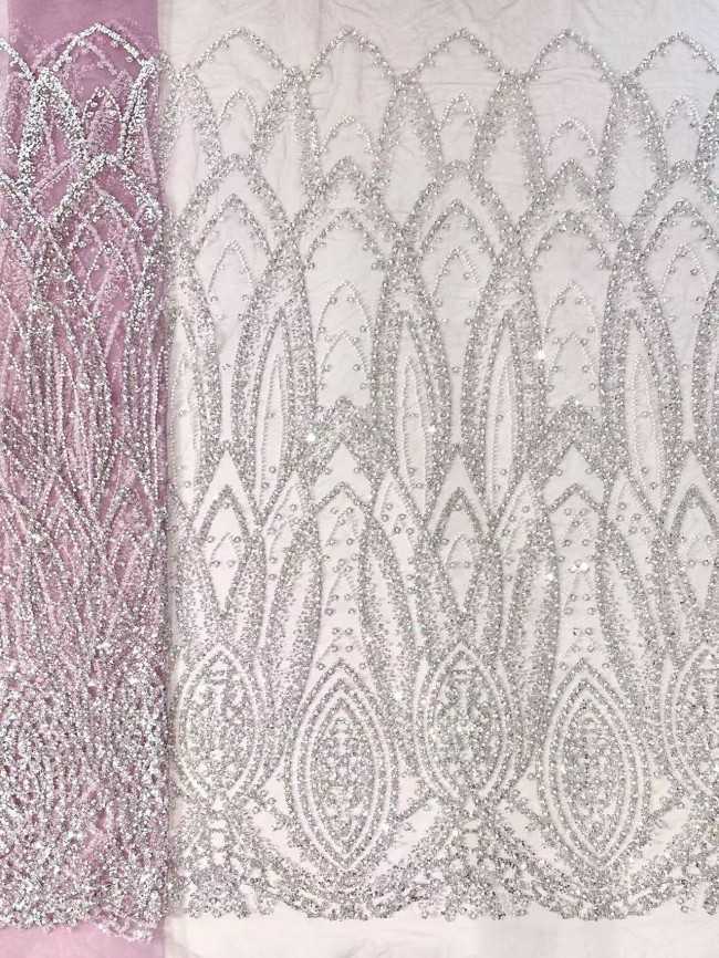 5 Yards Multi-Color Sequined Beaded Embroidered Lace Material Fabric HN047