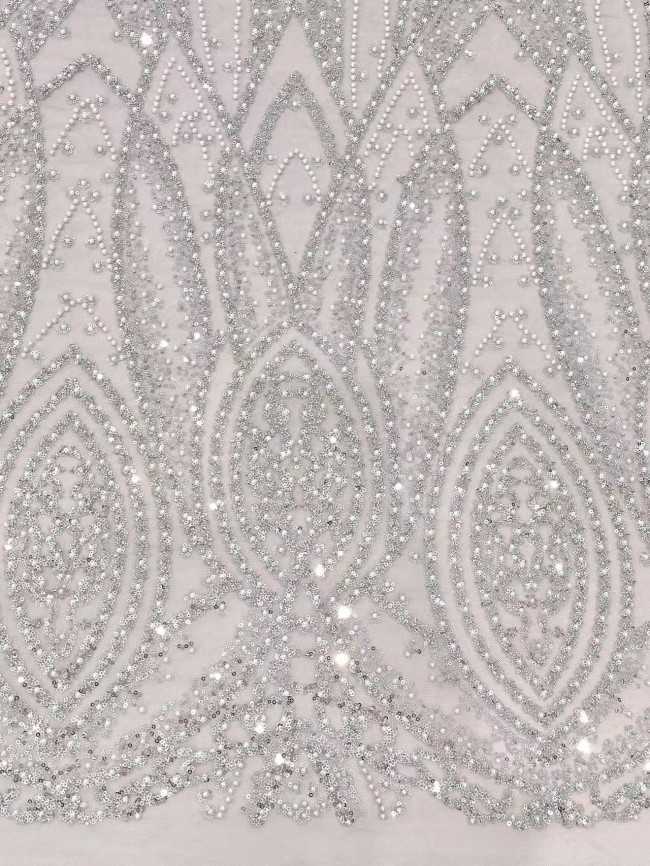 5 Yards Multi-Color Sequined Beaded Embroidered Lace Material Fabric HN047