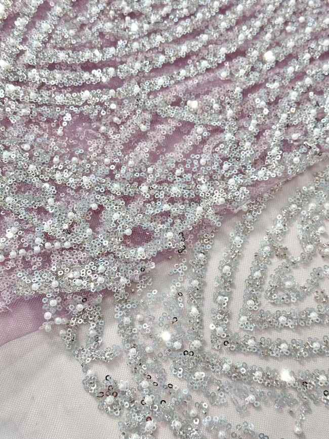 5 Yards Multi-Color Sequined Beaded Embroidered Lace Material Fabric HN047