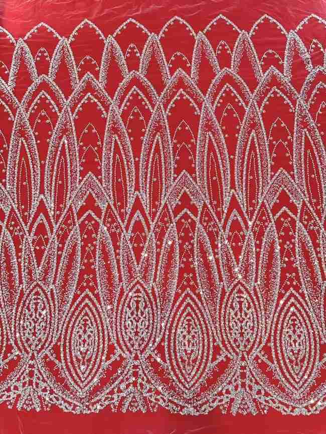5 Yards Multi-Color Sequined Beaded Embroidered Lace Material Fabric HN047