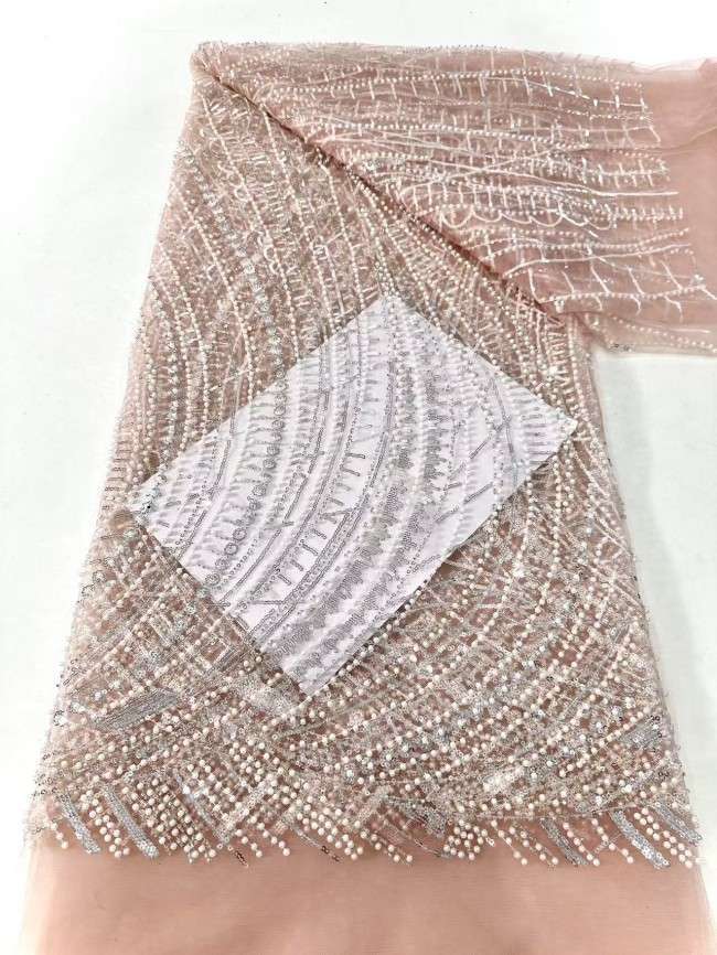 5 Yards Multi-Color Sequined Beaded Embroidered Lace Material Fabric HN049