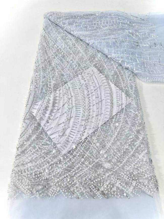 5 Yards Multi-Color Sequined Beaded Embroidered Lace Material Fabric HN049