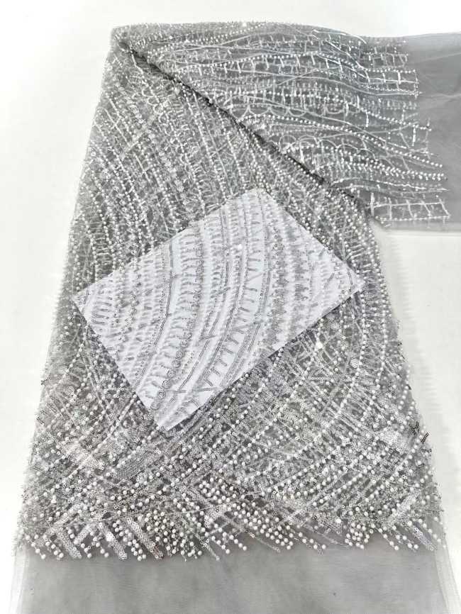 5 Yards Multi-Color Sequined Beaded Embroidered Lace Material Fabric HN049