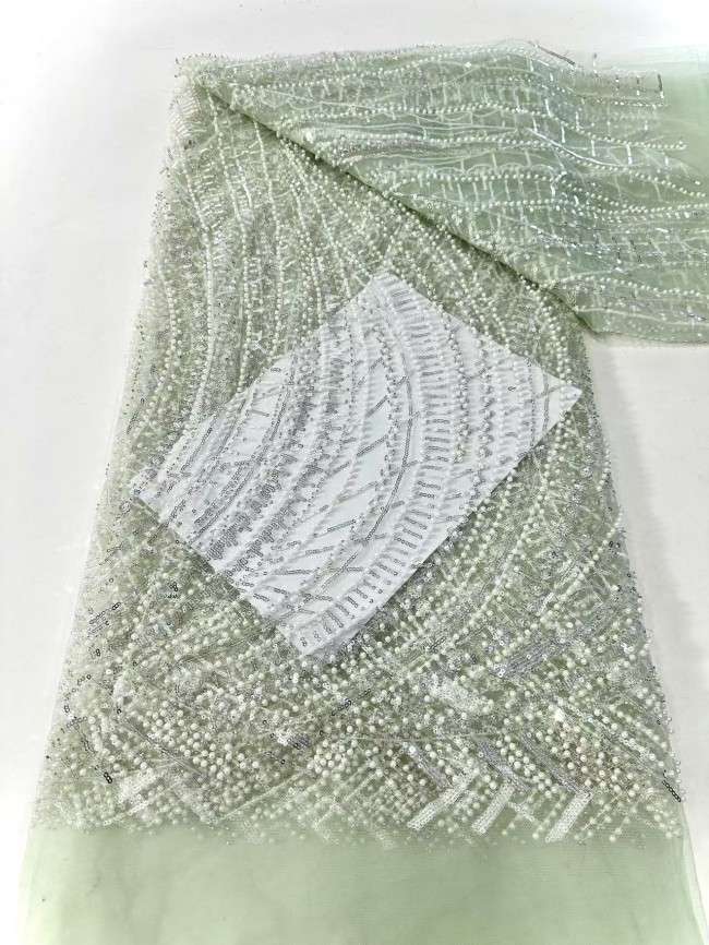 5 Yards Beaded Lace Material Fabric