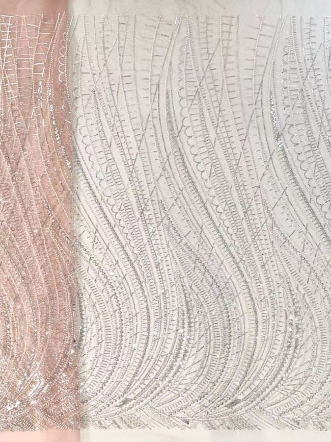 5 Yards Multi-Color Sequined Beaded Embroidered Lace Material Fabric HN049