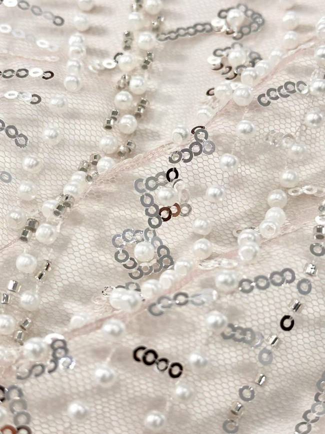 5 Yards Multi-Color Sequined Beaded Embroidered Lace Material Fabric HN049