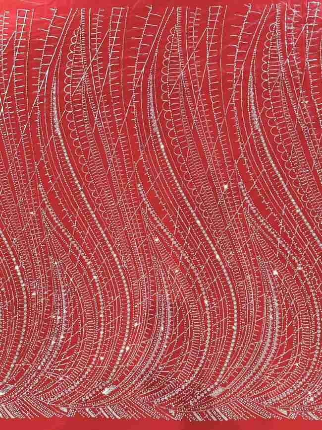 5 Yards Multi-Color Sequined Beaded Embroidered Lace Material Fabric HN049