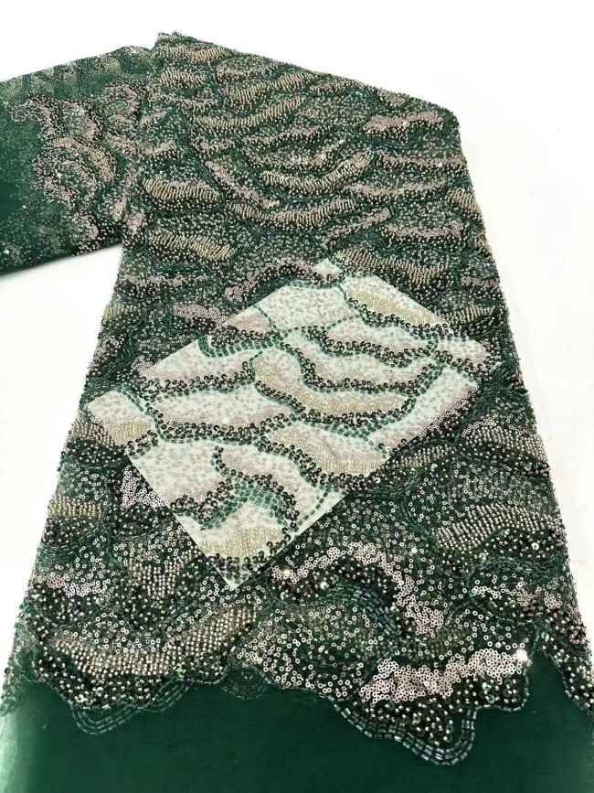 5 Yards Multi-Color Sequined Beaded Embroidered Lace Material Fabric HN053