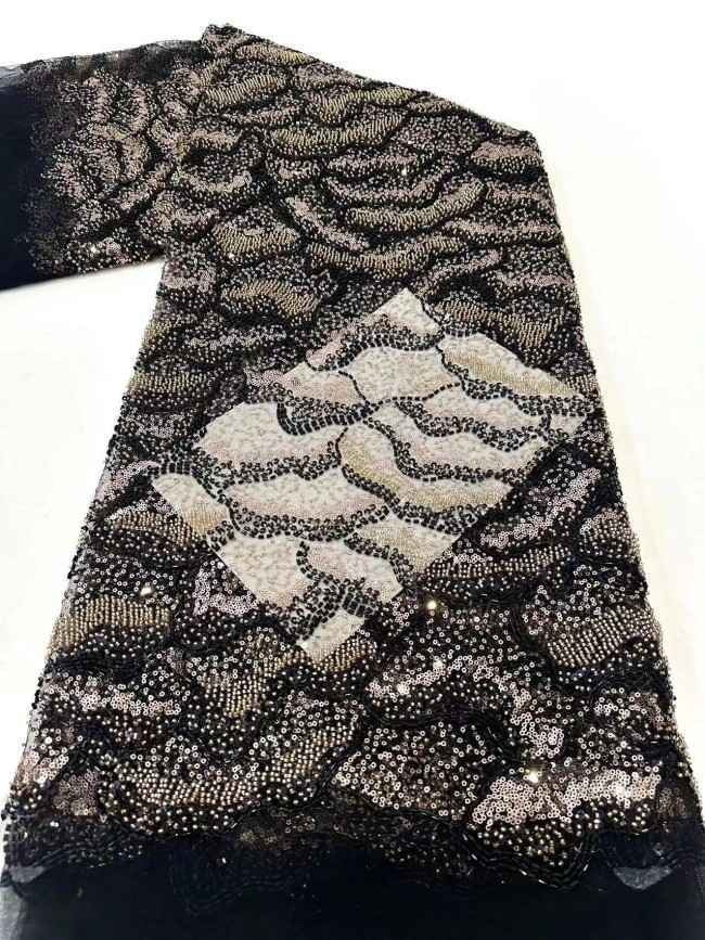 5 Yards Multi-Color Sequined Beaded Embroidered Lace Material Fabric HN053