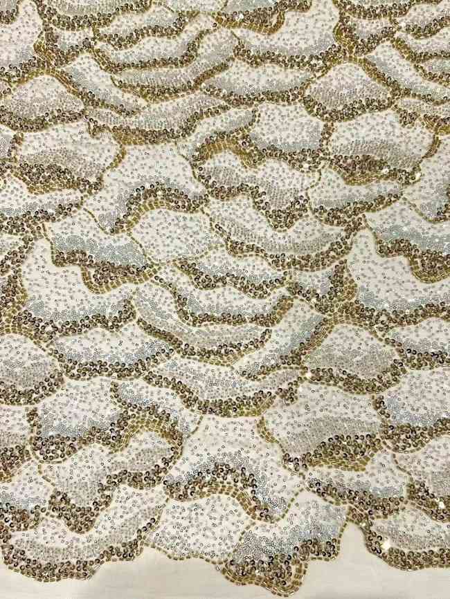 5 Yards Multi-Color Sequined Beaded Embroidered Lace Material Fabric HN053