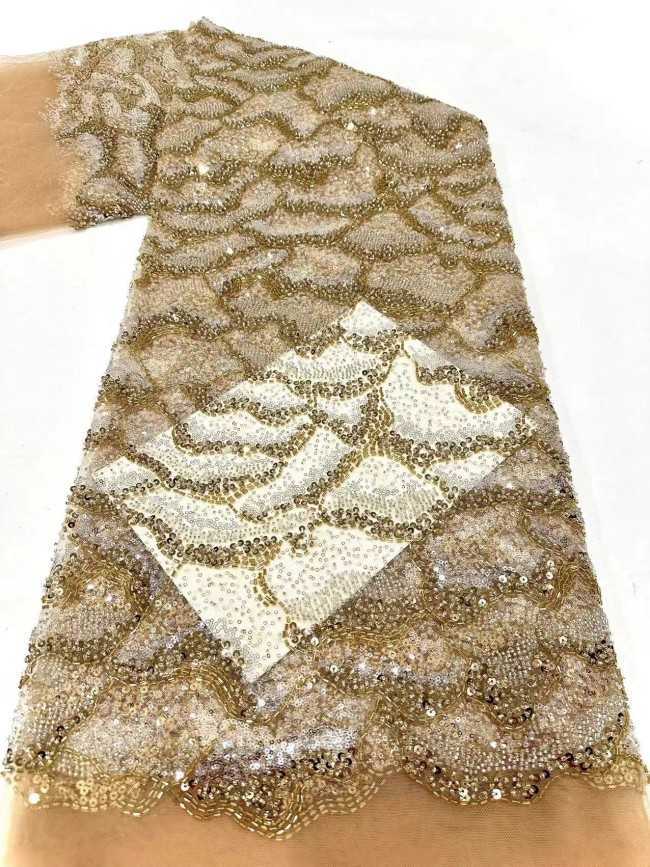 5 Yards Multi-Color Sequined Beaded Embroidered Lace Material Fabric HN053