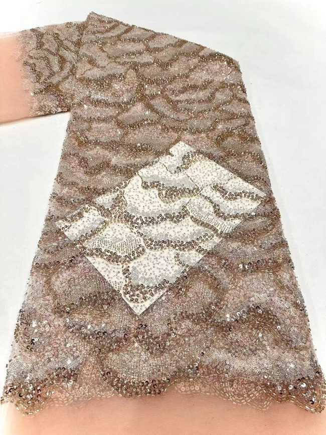 5 Yards Multi-Color Sequined Beaded Embroidered Lace Material Fabric HN053