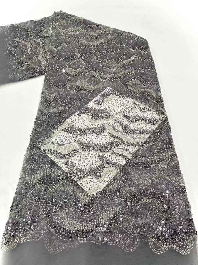 5 Yards Multi-Color Sequined Beaded Embroidered Lace Material Fabric HN053