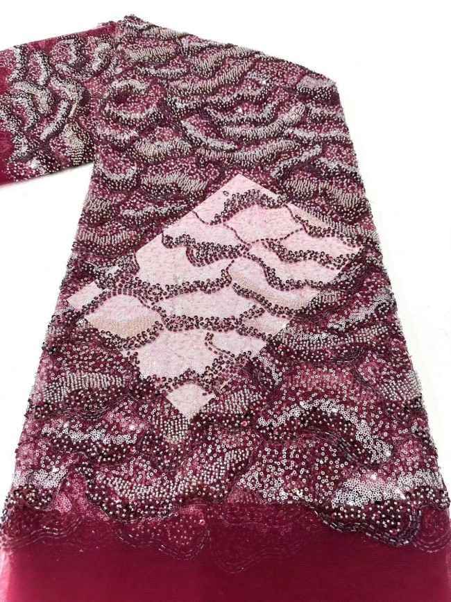 5 Yards Multi-Color Sequined Beaded Embroidered Lace Material Fabric HN053