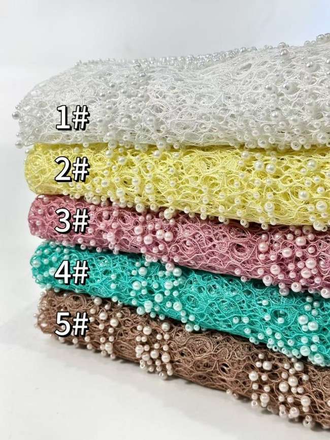 5 Yards Multi-Color Sequined Beaded Embroidered Lace Material Fabric HN054