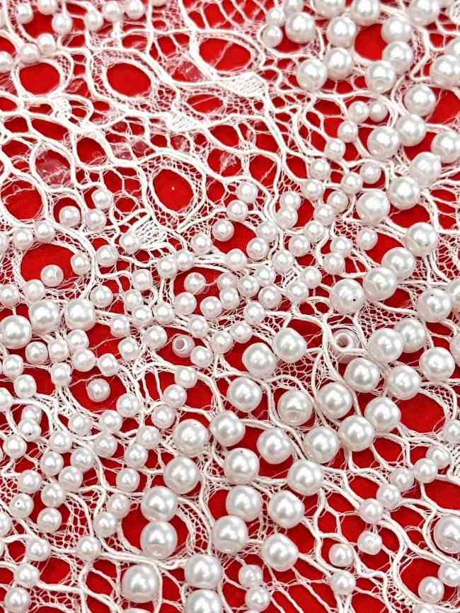 5 Yards Beaded Lace Material Fabric