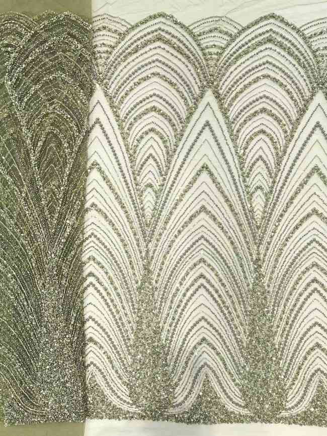 5 Yards Multi-Color Sequined Beaded Embroidered Lace Material Fabric HN056