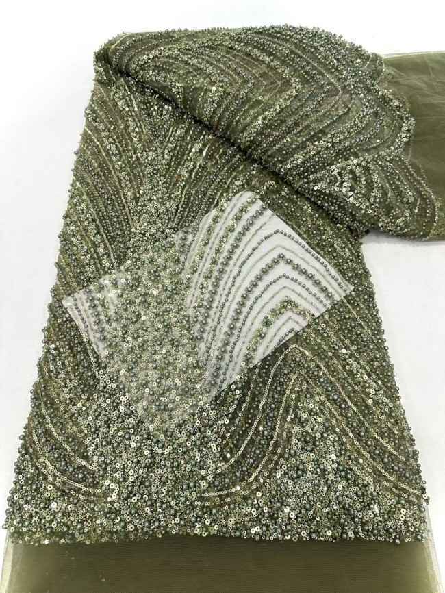 5 Yards Multi-Color Sequined Beaded Embroidered Lace Material Fabric HN056
