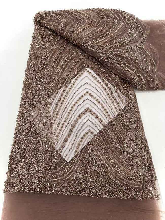 5 Yards Multi-Color Sequined Beaded Embroidered Lace Material Fabric HN056