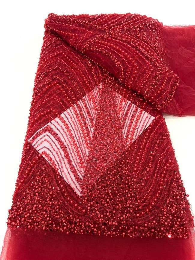 5 Yards Multi-Color Sequined Beaded Embroidered Lace Material Fabric HN056