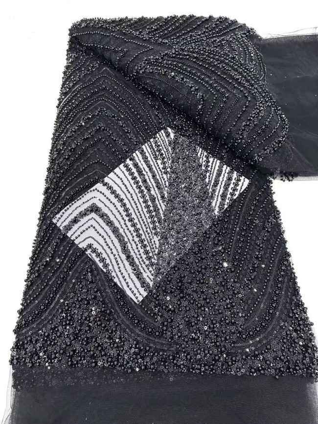 5 Yards Multi-Color Sequined Beaded Embroidered Lace Material Fabric HN056