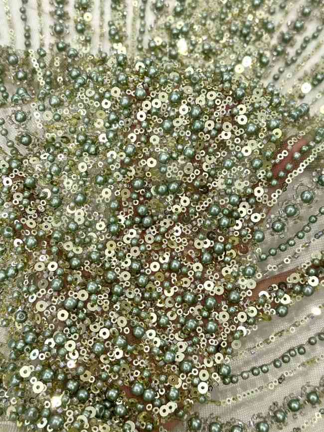 5 Yards Multi-Color Sequined Beaded Embroidered Lace Material Fabric HN056