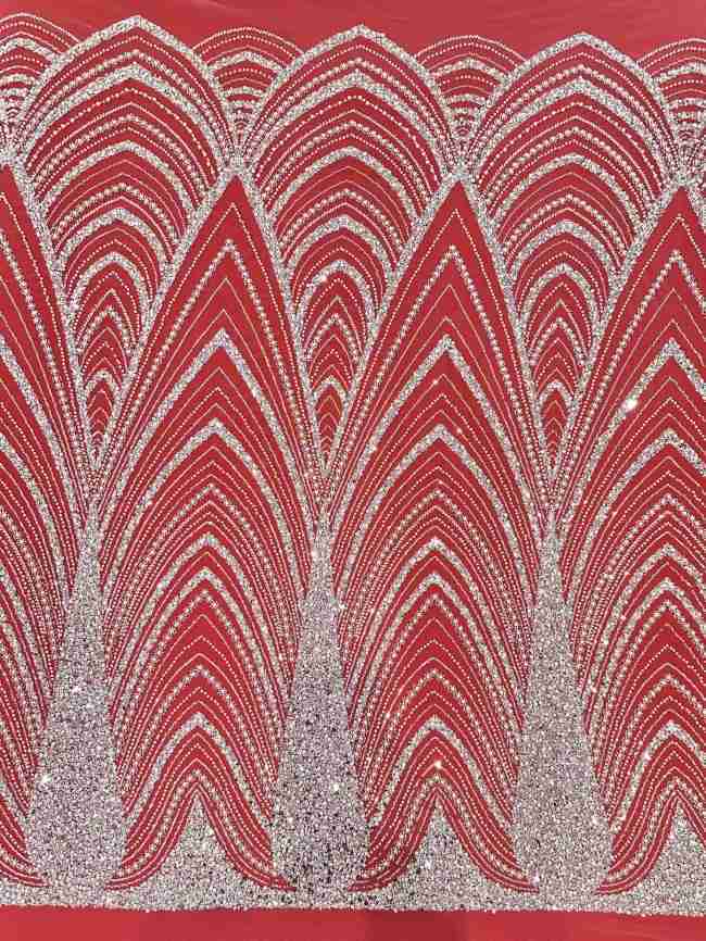 5 Yards Multi-Color Sequined Beaded Embroidered Lace Material Fabric HN056