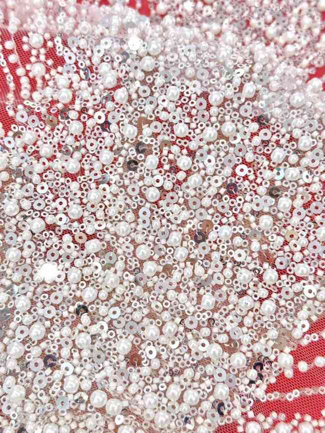 5 Yards Multi-Color Sequined Beaded Embroidered Lace Material Fabric HN056