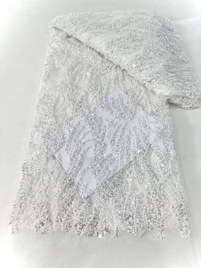 5 Yards Multi-Color Sequined Beaded Embroidered Lace Material Fabric HN058
